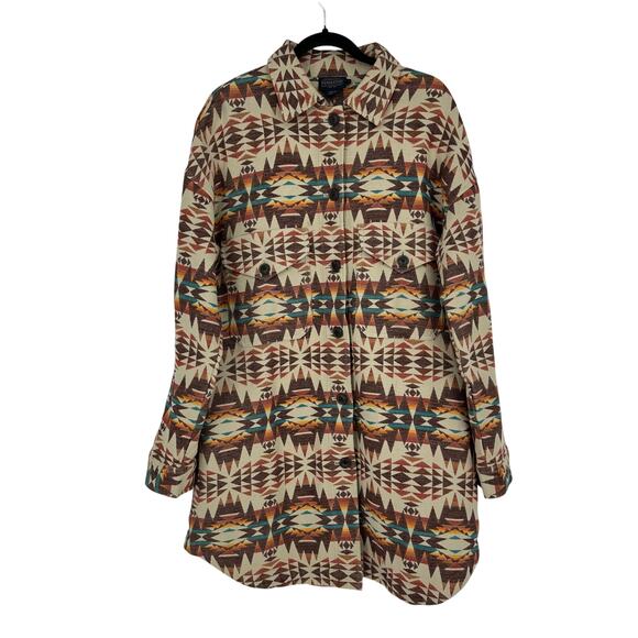 Pendleton Womens M Oversized Doublesoft Shirt Jacket Aztec Southwestern Boho - Picture 2 of 12